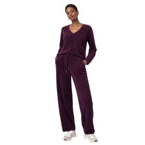 NWT Andrew Marc Sport Velour Lounge Pants Plum Velvet Womens Medium